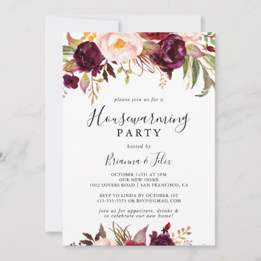 Rustikales Boho farbenfroh blühendes Party Einladung (Vorderseite)