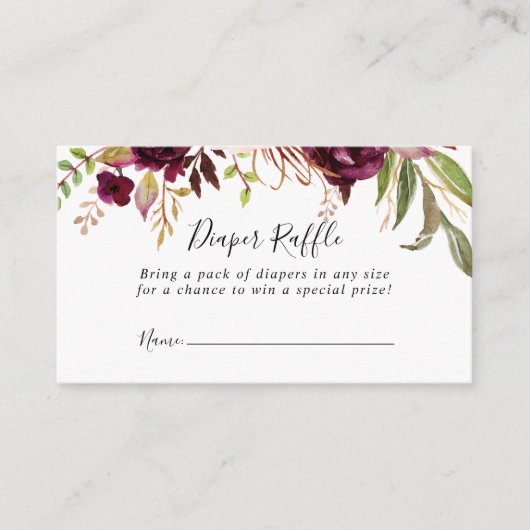 Rustikales Boho farbenfrohe Floral Diaper Raffel T Begleitkarte (Vorderseite)