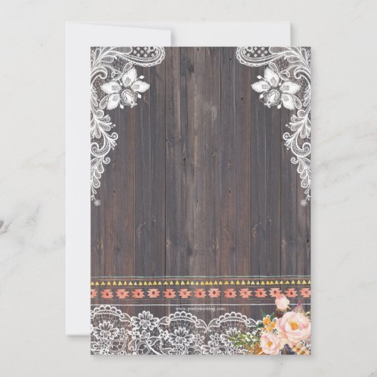 Rustikales Boho Floral and String Lights Brautpart Einladung (Rückseite)