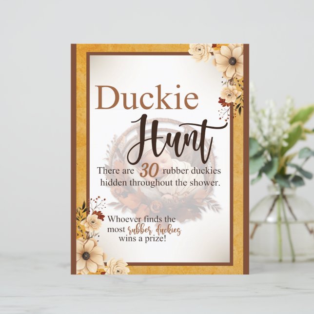 Rustikales Boho Floral Baby Duck Hunt Game (Stehend Vorderseite)