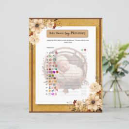 Rustikales Boho Floral Baby Dusche Emoji Spiel