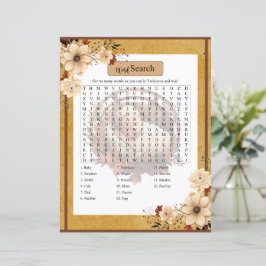 Rustikales Boho Floral Baby Dusche Word Search Gam