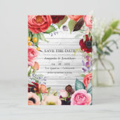 Rustikales Boho Floral Bohemisch Wedding Foto Save The Date (Stehend Vorderseite)