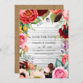 Rustikales Boho Floral Bohemisch Wedding Foto Save The Date