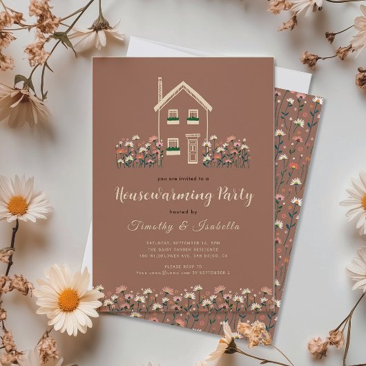 Rustikales Boho Floral Fall Housewarming Party Einladung