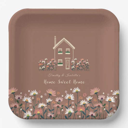 Rustikales Boho Floral Fall Housewarming Party Pappteller (Vorderseite)