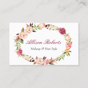 Rustikales Boho Floral Makeup Artist Beauty Salon Visitenkarte