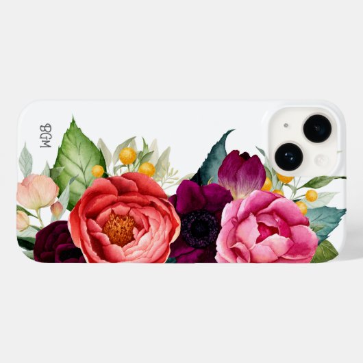 Rustikales Boho Floral mit Monogramm Case-Mate iPhone Hülle (Rückseite (Horizontal))