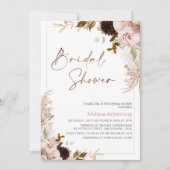 Rustikales Boho Floral mit Pampas Frame Brautparty Einladung (Vorderseite)