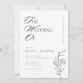 Rustikales Boho Floral Modernes Minimalistisches H Einladung (Vorderseite)