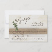Rustikales Boho Floral Öko Wood Eukalyptus Wedding RSVP Karte (Vorderseite)