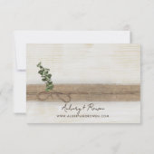 Rustikales Boho Floral Öko Wood Eukalyptus Wedding RSVP Karte (Rückseite)