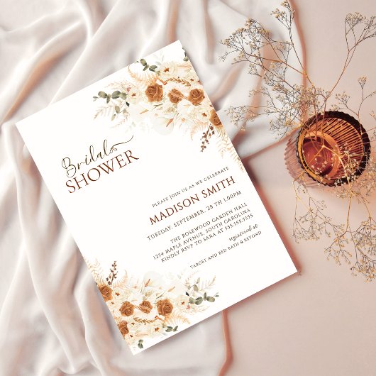 Rustikales Boho Floral QR Code Brautparty Einladung