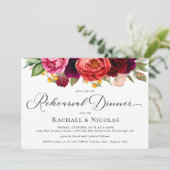 Rustikales Boho Floral Wedding Probe Dinner Einladung (Stehend Vorderseite)