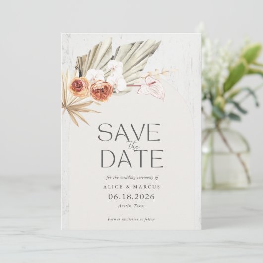 Rustikales Boho Foto Hochzeit rettet das Datum Save The Date (Stehend Vorderseite)