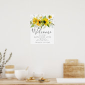Rustikales Boho Gelbe Sonnenblume Begrüßungszeiche Poster (Küche)