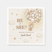 Rustikales Boho Gender Reveal Teddy Bear Serviette (Vorderseite)