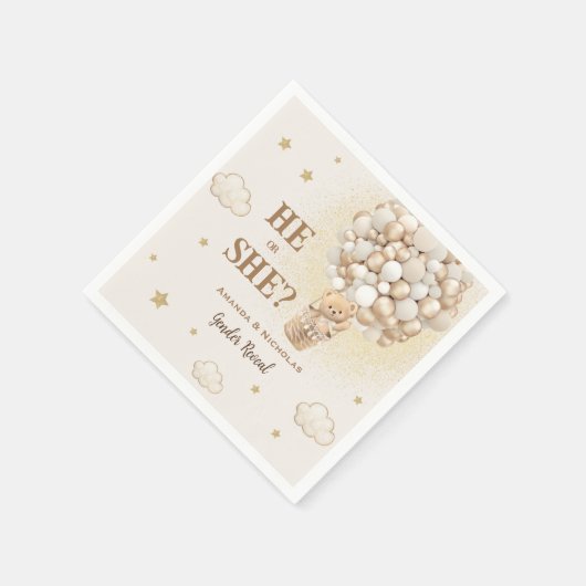 Rustikales Boho Gender Reveal Teddy Bear Serviette (Ecke)