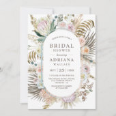 Rustikales Boho getrocknetes Palm Pampas Brautpart Einladung (Vorderseite)