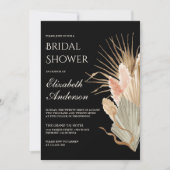 Rustikales Boho getrocknetes Palm Pampas Schwarzes Einladung (Vorderseite)