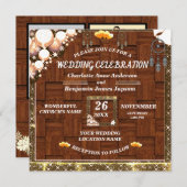 Rustikales Boho Golden Glitzer Traumwelten Hochzei Einladung (Vorne/Hinten)