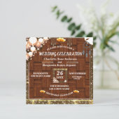 Rustikales Boho Golden Glitzer Traumwelten Hochzei Einladung (Stehend Vorderseite)