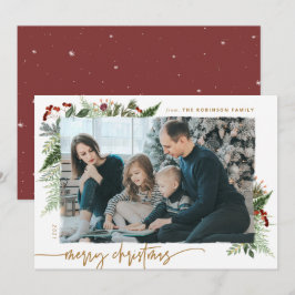 Rustikales Boho Greenery Gold Dry Brush Effect Fot Feiertagskarte