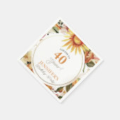 Rustikales Boho Herbst Sonnenblume 40. Geburtstag Serviette (Ecke)