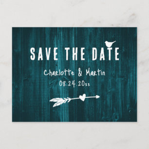 Rustikales Boho Herz Aquamarine Hochzeit speichern Postkarte