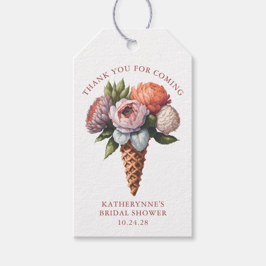 Rustikales Boho Ice Creme Brautparty Geschenkanhänger (Vorderseite)