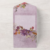 Rustikales Boho Jewel Tone Florals Lila Abendessen All In One Einladung (Außenbereich)