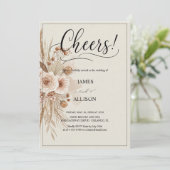 Rustikales Boho jubelt neutrale Blumeneinladung Einladung (Stehend Vorderseite)