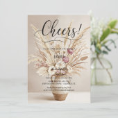 Rustikales Boho jubelt neutrale Blumeneinladung Einladung (Stehend Vorderseite)