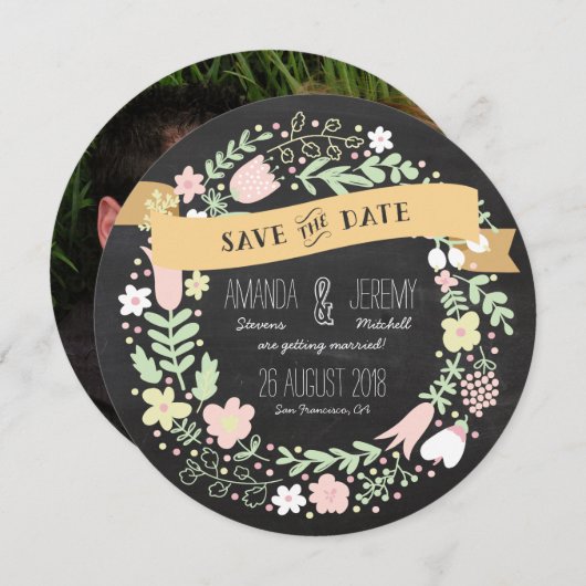 Rustikales Boho-Kreide-Foto Save the Date (Vorne/Hinten)