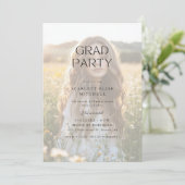 Rustikales Boho Mattiert Master Foto Grad Party Einladung (Stehend Vorderseite)