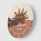 Rustikales Boho Mit Monogramm Wedding neu Große Wanduhr (Winkel)