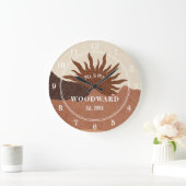 Rustikales Boho Mit Monogramm Wedding neu Große Wanduhr (Zuhause)
