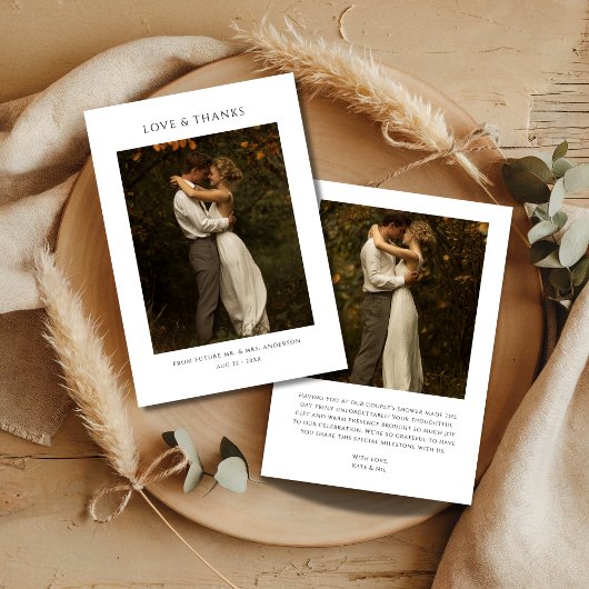 Rustikales Boho Moderne Paare Dusche Foto Bridal Dankeskarte