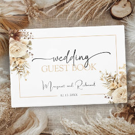 Rustikales Boho Neutral Floral Wedding Guest Book Gästebuch