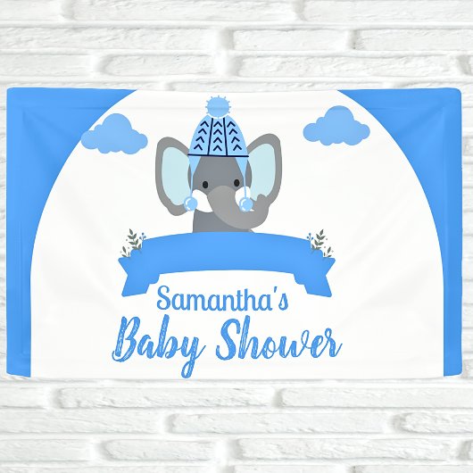 Rustikales Boho Niedlich Elephant Boy Baby Shower Banner