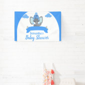 Rustikales Boho Niedlich Elephant Boy Baby Shower Banner (InSitu)