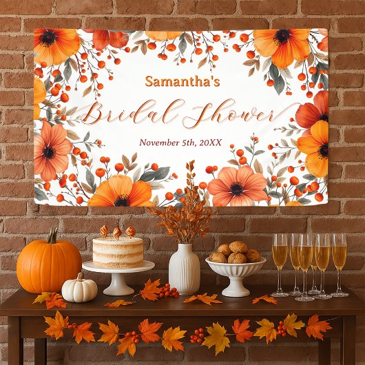 Rustikales Boho Orange Bloom Berry Frame Brautpart Banner