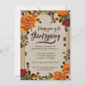 Rustikales Boho Orange Fall Floral Erntedank Dinne Einladung (Vorderseite)