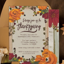 Rustikales Boho Orange Fall Floral Erntedank Dinne Einladung