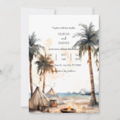 Rustikales Boho Palm Coastal Landschaftsstrand Hoc Einladung (Vorderseite)