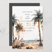 Rustikales Boho Palm Coastal Landschaftsstrand Hoc Einladung (Vorne/Hinten)