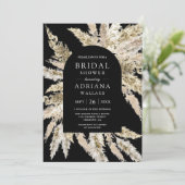 Rustikales Boho Pampas Arch Black Brautparty Einladung (Stehend Vorderseite)