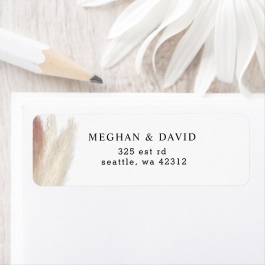 Rustikales Boho Pampas Grass Blush Wedding Label (Insitu)