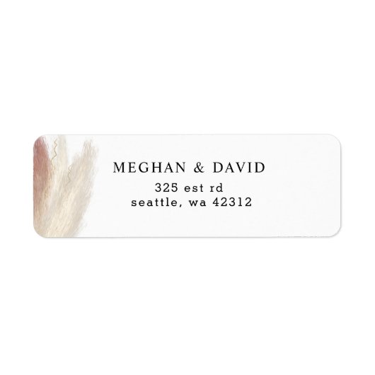 Rustikales Boho Pampas Grass Blush Wedding Label (Vorne)