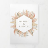 Rustikales Boho Pampas Grass Foto Collage Wedding Dreifach Gefaltete Einladung (Cover)